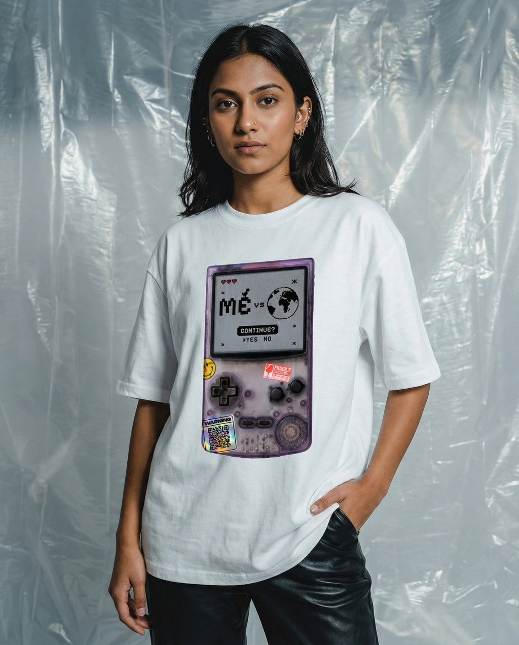 me vs the world Oversize T-shirt (White)