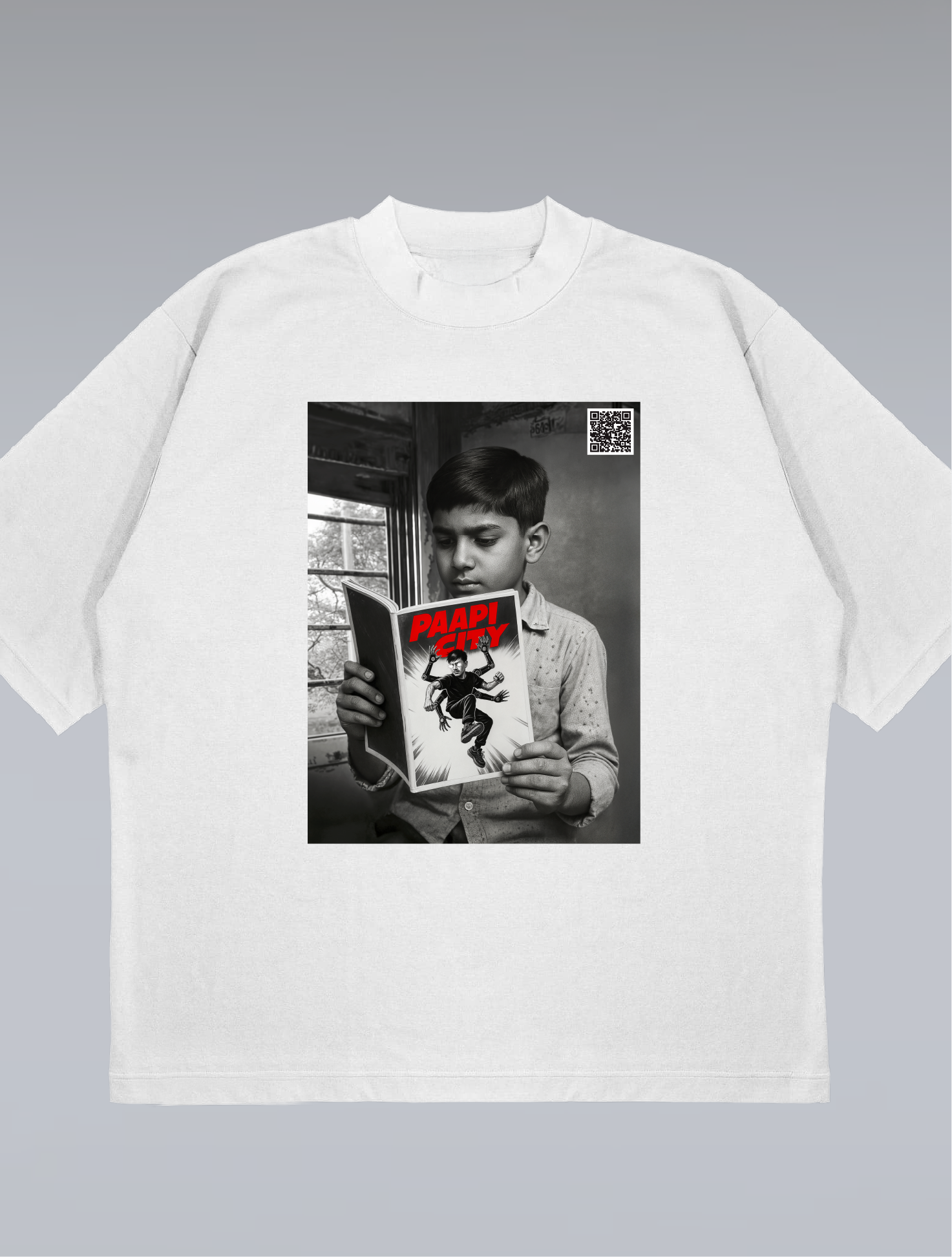 Paapi City Unisex Oversize T-shirt (White)
