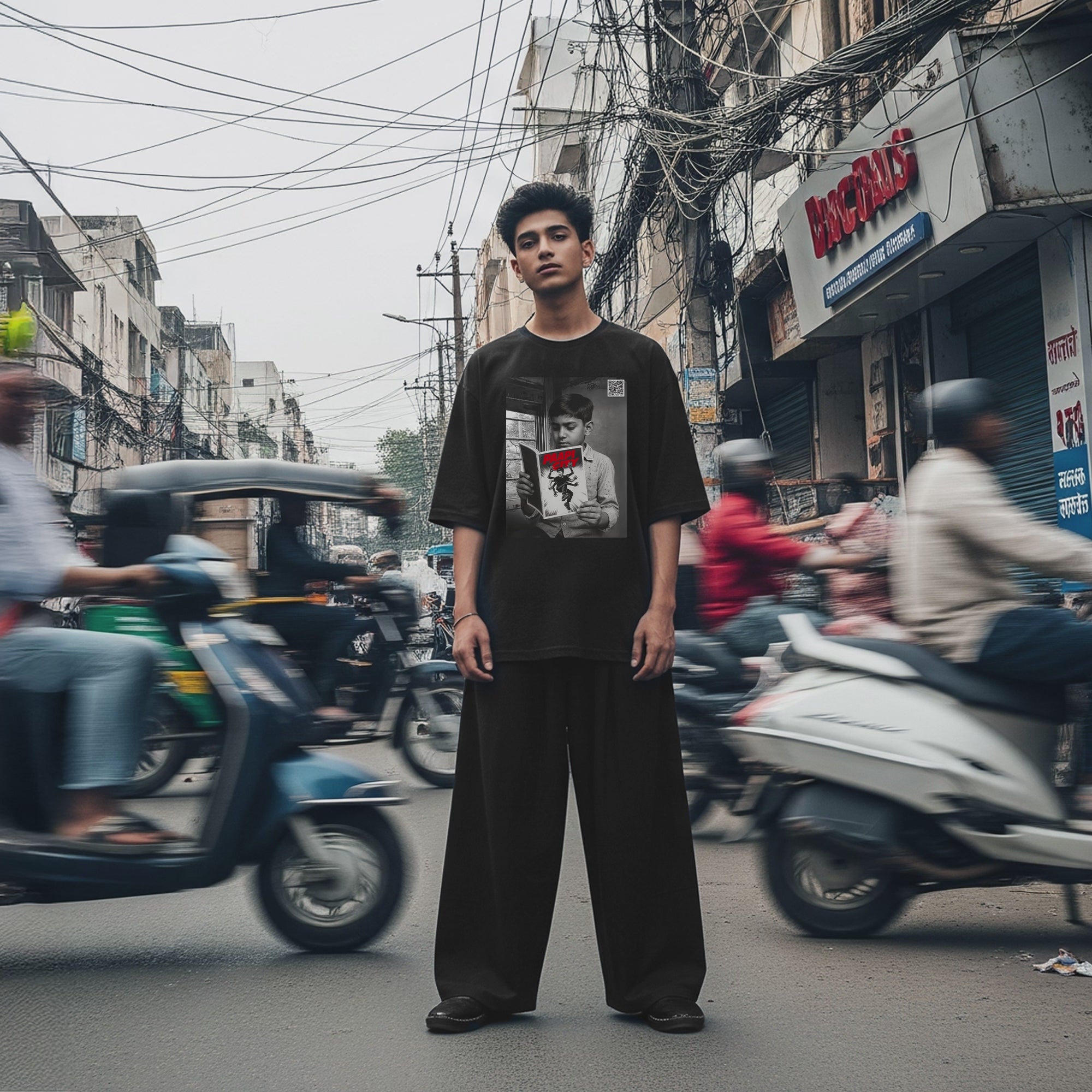 Paapi City Unisex Oversize T-shirt (Black)